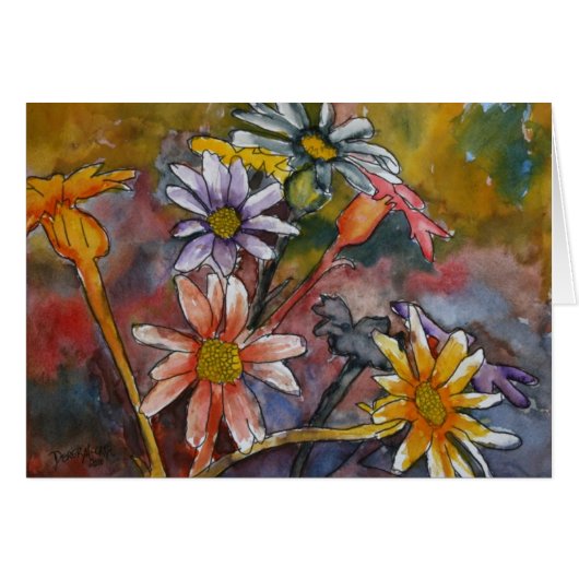 abstract daisy flowers watercolor painting art (Front Horizontal)