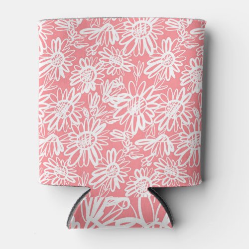 Abstract daisy sketch monochrome pattern can cooler
