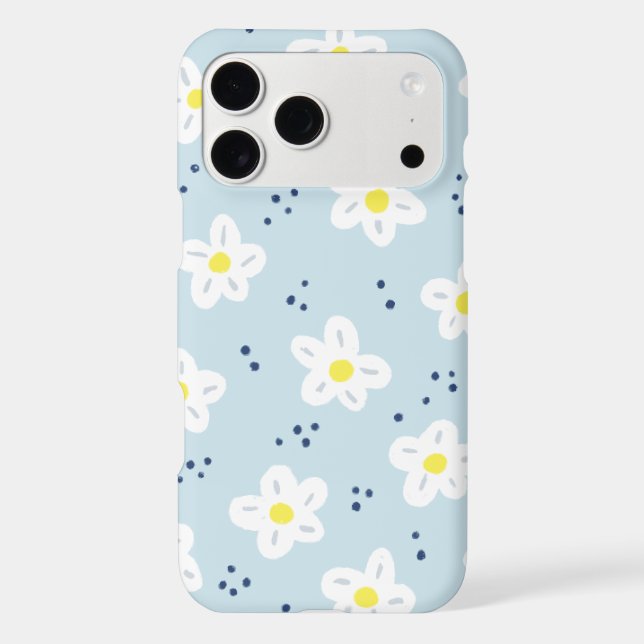 Abstract Daisy Sky Blue Flower Pattern Case-Mate iPhone Case (Back)