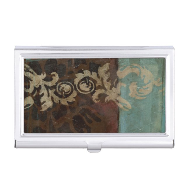 Abstract Damask Tapestry by Jennifer Goldberger Business Card Holder (Front)