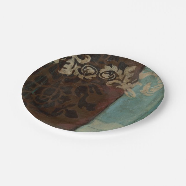Abstract Damask Tapestry by Jennifer Goldberger Paper Plates (Angled)