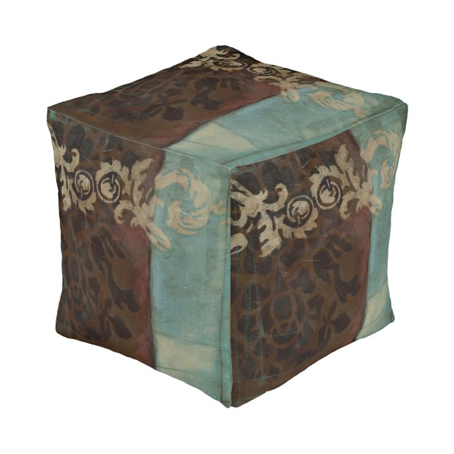 Abstract Damask Tapestry by Jennifer Goldberger Pouf (Angled Front)