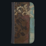 Abstract Damask Tapestry by Jennifer Goldberger Wallet Phone Case For Samsung Galaxy S4<br><div class="desc">Brown battles turquoise in this abstract damask tapestry print by Jennifer Goldberger. The subtle patterns give the piece movement. Get yours today!</div>