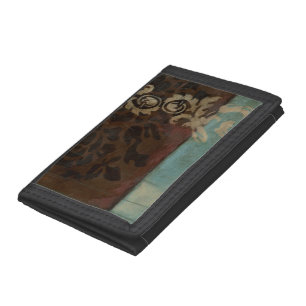 Abstract Damask Tapestry by Jennifer Goldberger Tri-fold Wallet