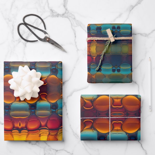 Abstract Dance of Oil and Water Wrapping Paper Sheets (Front)