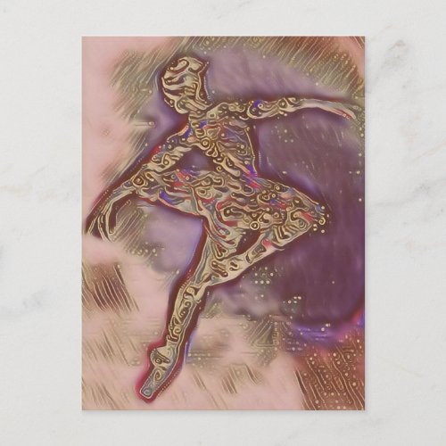 Abstract Dancing Pink and Gold Ballerina Card