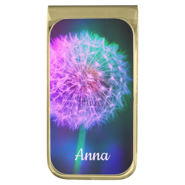 Abstract dandelion |  Gold Finish Money Clip (Front Vertical)