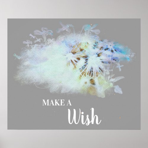  Abstract DANDELION Make A Wish Floral Poster