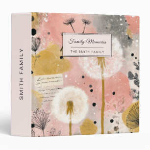 Abstract Dandelion Watercolor Floral Art 3 Ring Binder
