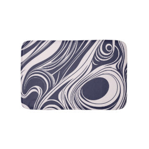 Abstract dark blue and gray liquid swirls design bath mat