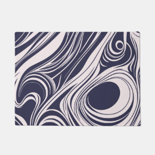Abstract dark blue and gray liquid swirls design doormat