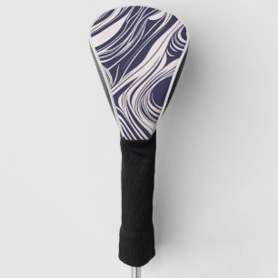 Abstract dark blue and gray liquid swirls design golf head cover