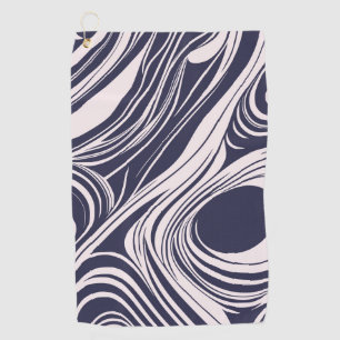 Abstract dark blue and gray liquid swirls design golf towel
