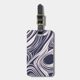 Abstract dark blue and gray liquid swirls design luggage tag