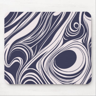 Abstract dark blue and gray liquid swirls design mouse pad