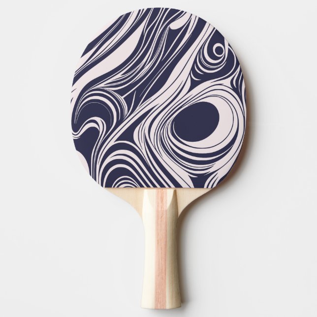 Abstract dark blue and gray liquid swirls design ping pong paddle (Front)