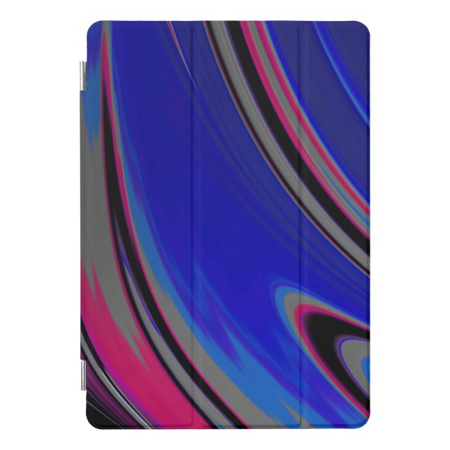 Abstract Dark Blue Gray Magenta Fractal iPad Pro Cover (Front)
