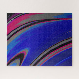 Abstract Dark Blue Gray Magenta Fractal Swirl Jigsaw Puzzle