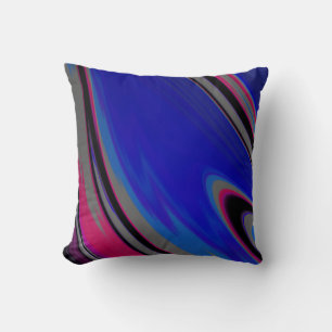 Abstract Dark Blue Gray Magenta Fractal Throw Pillow