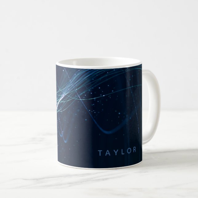 Abstract Dark Blue Lines Coffee Mug (Front Right)