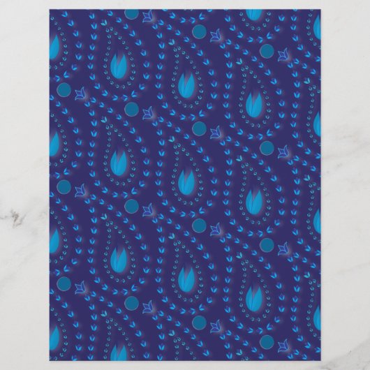 Abstract Dark Blue Paisley Tulip Floral pattern (Front)