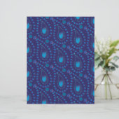 Abstract Dark Blue Paisley Tulip Floral pattern (Standing Front)