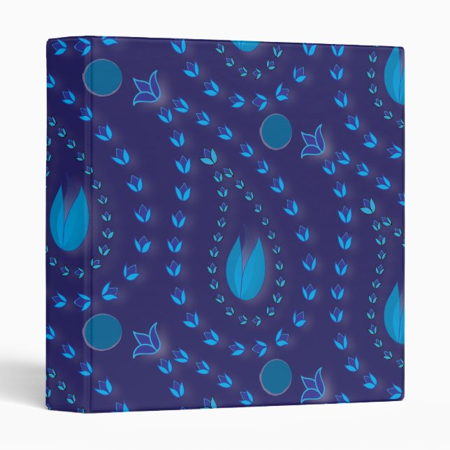 Abstract Dark Blue Paisley Tulip Floral pattern Binder (Front/Spine)