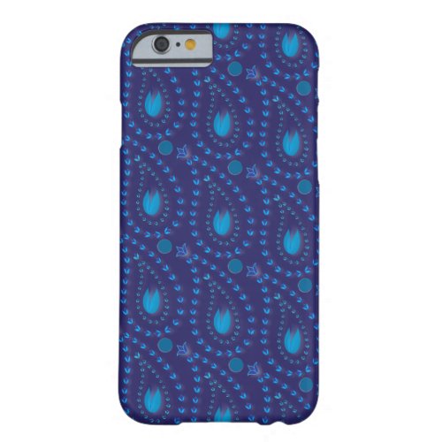 Abstract Dark Blue Paisley Tulip Floral pattern Barely There iPhone 6 Case