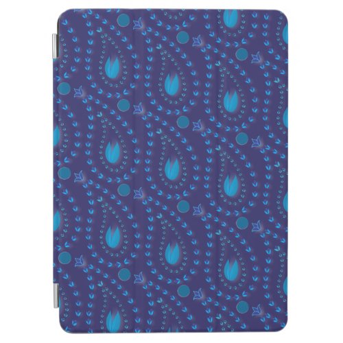 Abstract Dark Blue Paisley Tulip Floral pattern iPad Air Cover