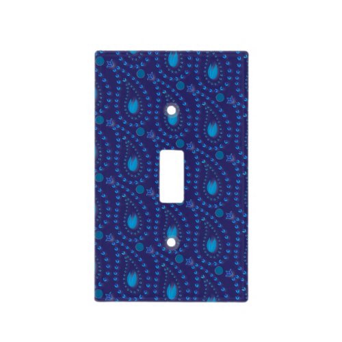 Abstract Dark Blue Paisley Tulip Floral pattern Light Switch Cover