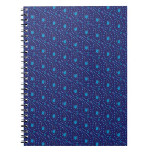 Abstract Dark Blue Paisley Tulip Floral pattern Notebook