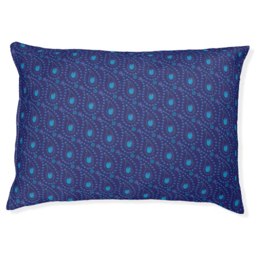 Abstract Dark Blue Paisley Tulip Floral pattern Pet Bed