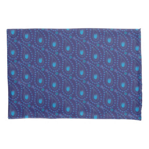 Abstract Dark Blue Paisley Tulip Floral pattern Pillow Case