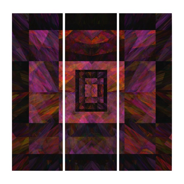 Abstract Dark Color Galaxy Geometric Space Triptych (Front)