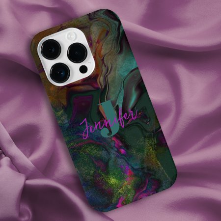 Abstract Dark Colored Liquid Paint Name Initial