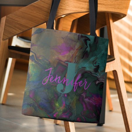 Abstract Dark Colored Liquid Paint Name & Monogram