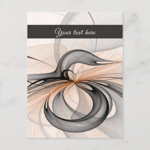 Abstract Dark Gray Sienna Modern Fractal Art Text Postcard