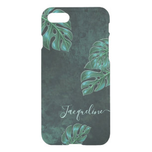 Abstract Dark Green and Monstera Leaves iPhone SE/8/7 Case