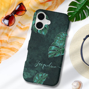 Abstract Dark Green Monstera Leaves iPhone 17 Case