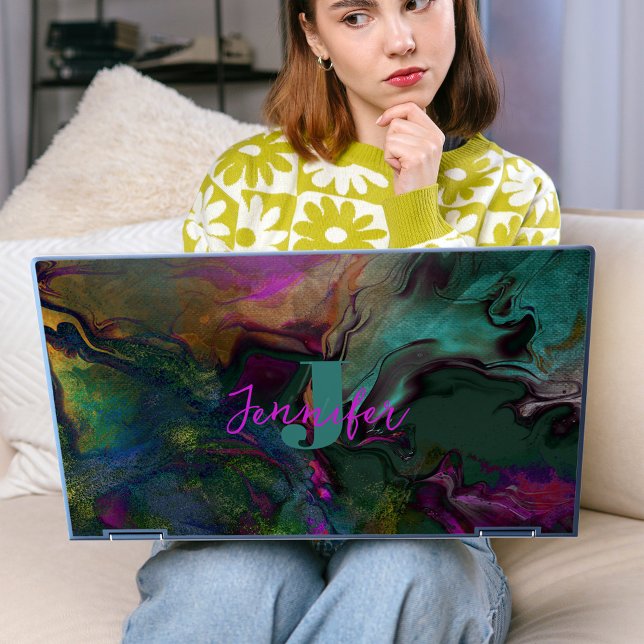 Abstract Dark Liquid Paint Fluid Art Monogram HP Laptop Skin (Creator Uploaded)