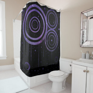 Abstract Dark Purple Space Circles Design Shower Curtain