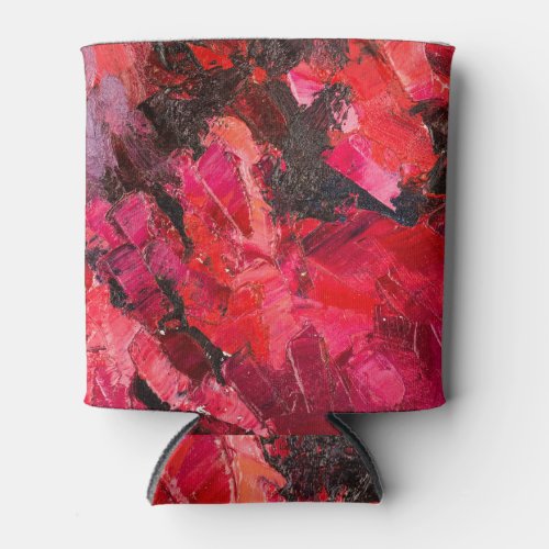 Abstract dark red oil canvas painting can cooler