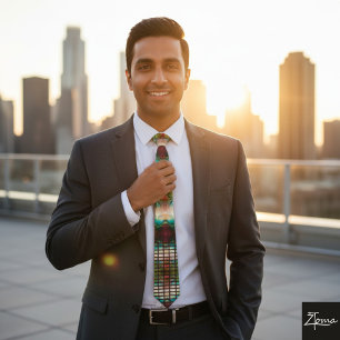 Abstract Dark Teal Brown Light Pattern Neck Tie