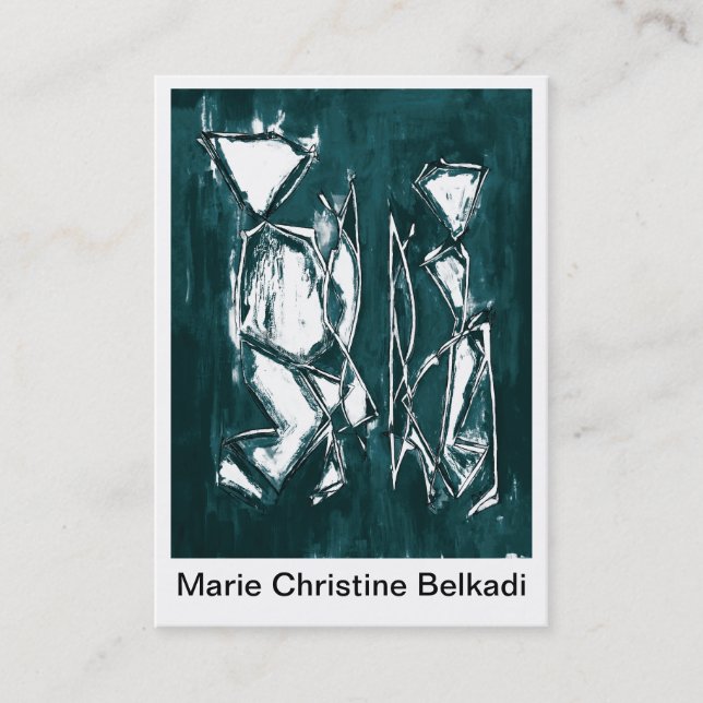 Abstract Dark Teal Grey Modern Art Unique Custom Business Card (Front)