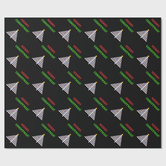 Abstract Decorated Christmas Tree + Greeting Wrapping Paper (Flat)