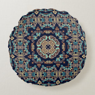 abstract decorative ethnic ornamental illustration round pillow