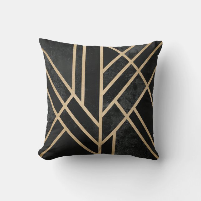 Abstract deep Black decorative pattern  Throw Pillow (Front)