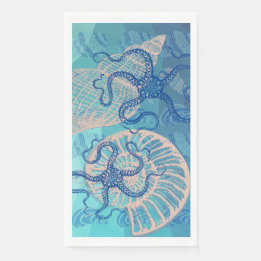 Abstract Deep Blue Sea Paper Guest Towels