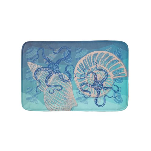 Abstract Deep Blue Sea Print Bath Mat