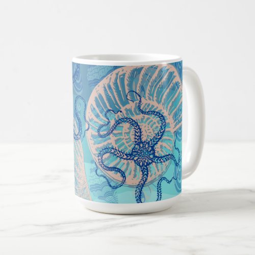 Abstract Deep Blue Sea Print Coffee Mug